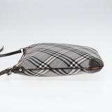 Luxury Burberry Nova Check Shoulder Bag Canvas Gray Silver Auth 86049