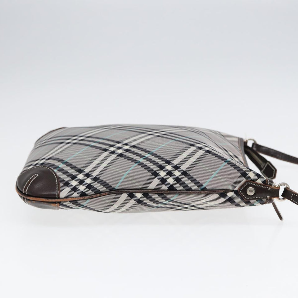 Luxury Burberry Nova Check Shoulder Bag Canvas Gray Silver Auth 86049