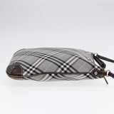 Luxury Burberry Nova Check Shoulder Bag Canvas Gray Silver Auth 86049