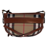 Luxury Burberry Nova Check Shoulder Bag Canvas Beige Gold Auth 86429
