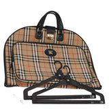 Luxury BurberrySs Nova Check Garment Cover Canvas Leather Beige Black gold Auth 86956