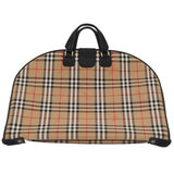 Luxury BurberrySs Nova Check Garment Cover Canvas Leather Beige Black gold Auth 86956