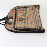 Luxury BurberrySs Nova Check Garment Cover Canvas Leather Beige Black gold Auth 86956