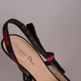 Christian Dior Mesh Plumetis Suede J'ADior Slingback 8cm Pumps 37.5 Beige/Black