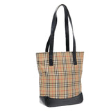 Luxury BurberrySs Nova Check Tote Bag Canvas Leather Beige Black gold Auth 87170