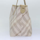 Luxury Burberry Nova Check Tote Bag PVC White Silver Auth 87223