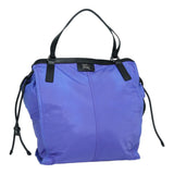 Luxury Burberry Tote Bag Nylon Leather Purple Black Silver Auth 87283