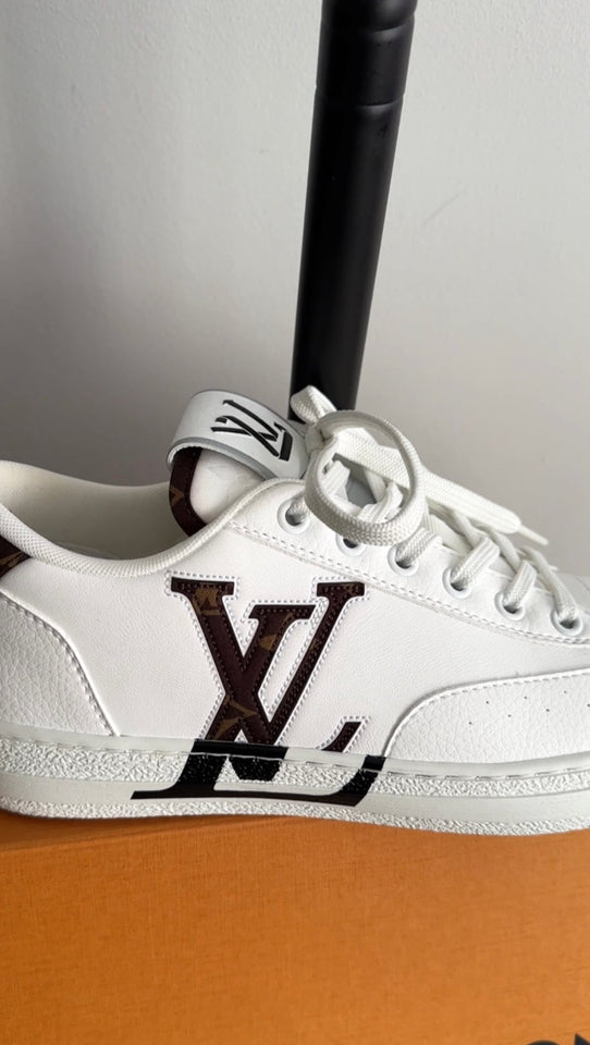 Louis Vuitton White Leather Low Top Monogram Charlie Sneaker - 36.5