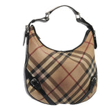 Luxury Burberry Nova Check Shoulder Bag Beige Black Silver Auth 87777