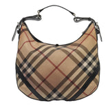 Luxury Burberry Nova Check Shoulder Bag Beige Black Silver Auth 87777