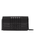 Luxury Burberry WoMen's Lola Detachable Strap Quilted Leather Long Wallet Black