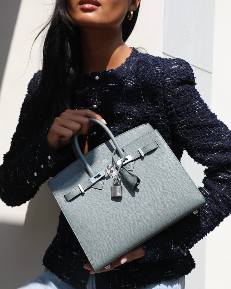 Hermes Birkin 25 Sellier Bag in Vert Amande Epsom Leather with Palladium Hardware