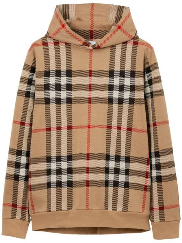 Luxury Burberry Check Cotton Jacquard Hoodie Beige
