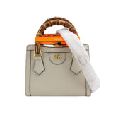 Gucci Diana Mini Cream White Leather Bag Bamboo Handle with Strap
