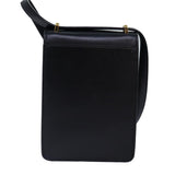 Luxury Burberry Shoulder Bag Leather Black Gold Auth 88126