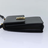 Luxury Burberry Shoulder Bag Leather Black Gold Auth 88126