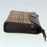 Luxury BurberrySs Nova Check Clutch Bag Canvas Leather Beige Brown Auth 88490