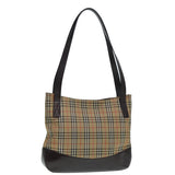 Luxury BurberrySs Nova Check Tote Bag Canvas Leather Beige Brown gold Auth 88513