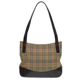 Luxury BurberrySs Nova Check Tote Bag Canvas Leather Beige Brown gold Auth 88513
