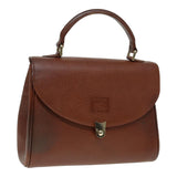 Luxury BurberrySs Hand Bag Leather Brown Gold Auth 88651