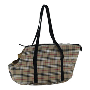 Luxury Burberry Nova Check Pet Case Canvas Beige Auth 88722