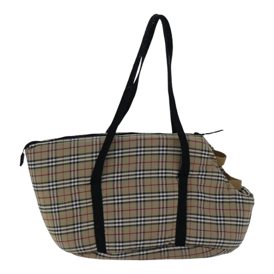 Luxury Burberry Nova Check Pet Case Canvas Beige Auth 88722