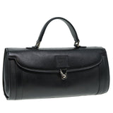 Luxury BurberrySs Hand Bag Leather Black Silver Auth 88770