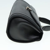 Luxury BurberrySs Hand Bag Leather Black Silver Auth 88770