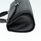 Luxury BurberrySs Hand Bag Leather Black Silver Auth 88770