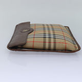 Luxury BurberrySs Nova Check Document Case Clutch Bag Canvas Beige Brown Auth 88787