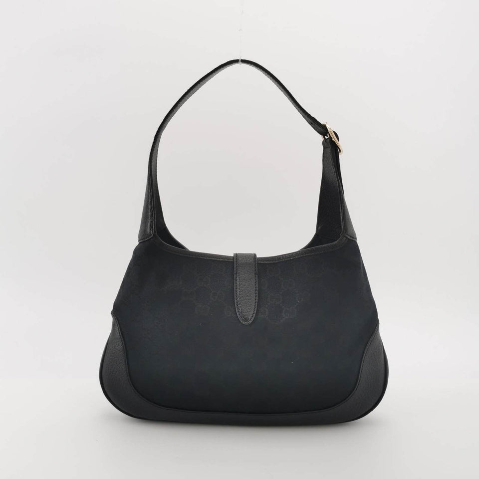 Gucci Jackie 1961 Small Monogram Canvas and Leather Bag Black