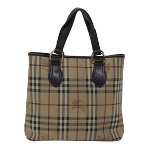 Luxury Burberry Nova Check Tote Bag PVC Beige Auth 89282
