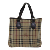 Luxury Burberry Nova Check Tote Bag PVC Beige Auth 89282