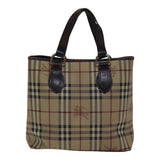 Luxury Burberry Nova Check Tote Bag PVC Beige Auth 89282