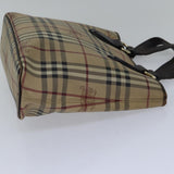 Luxury Burberry Nova Check Tote Bag PVC Beige Auth 89282