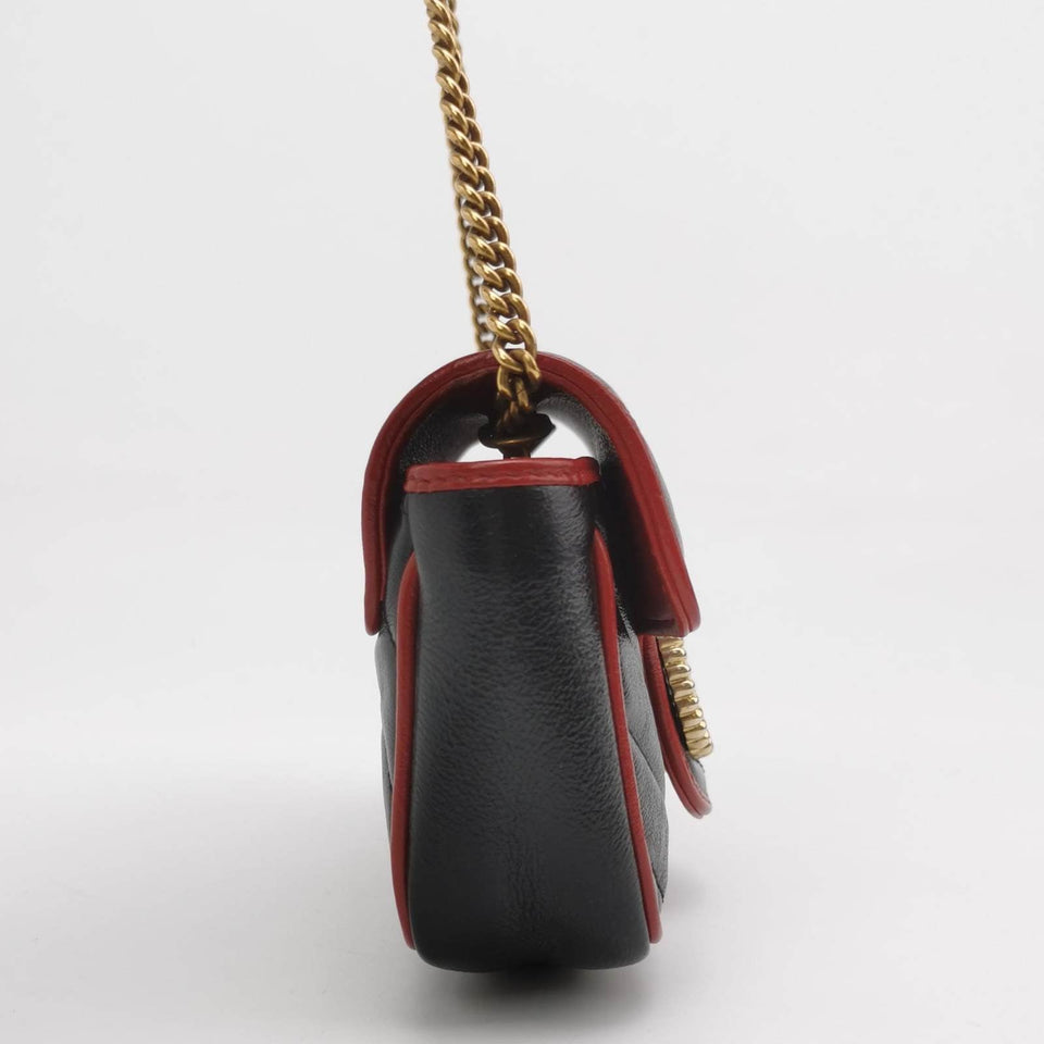 Gucci Marmont Super Mini Flap Leather Bag Black Leather