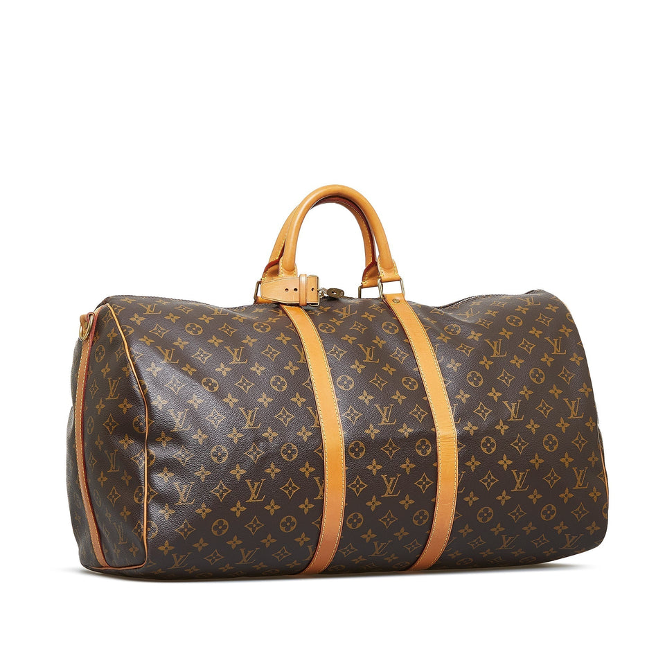 Louis Vuitton Monogram Keepall Bandouliere 55 Travel Bag