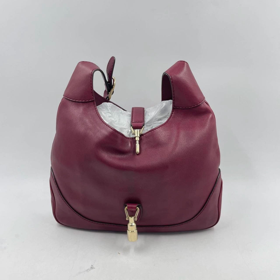 Gucci Jackie 1961 Soft Medium Leather Bag Burgundy Red