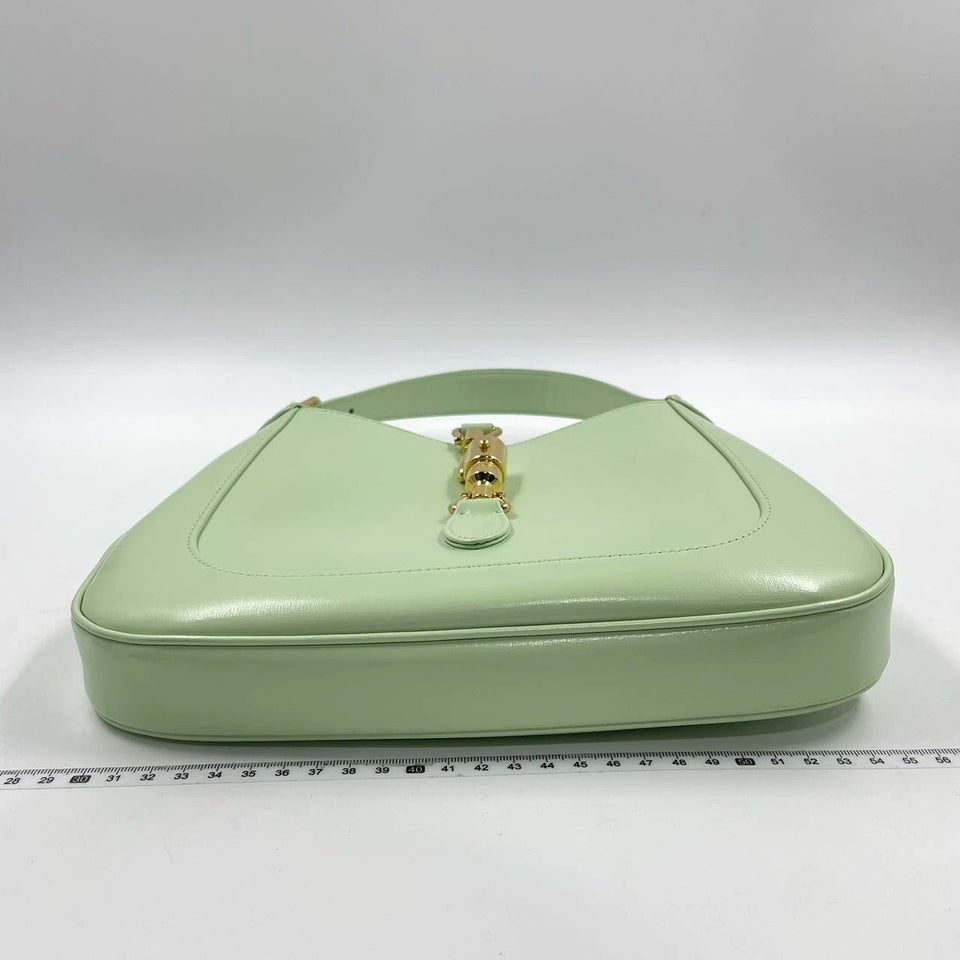 Gucci Jackie 1961 Light Green Leather Bag Small with Adjustable Strap
