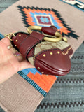 Gucci Horsebit 1955 Large Cloth Beige Monogram Burgundy Leather Shoulder bag
