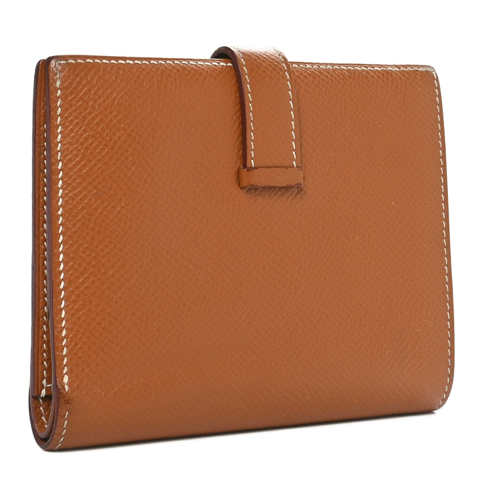 Hermes Epsom Bearn Compact Wallet Gold