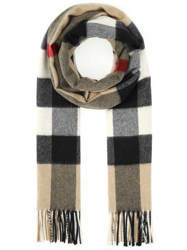 Luxury Burberry Check Fringe Cashmere Muffler