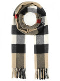 Luxury Burberry Check Fringe Cashmere Muffler