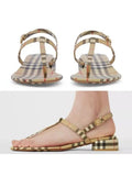 Luxury Burberry Vintage Check Lambskin Sandals Archive Beige