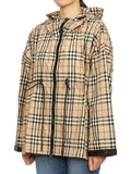 Luxury Burberry WoMen's Back-tone Check Zip-up Hooded Jacket Beige