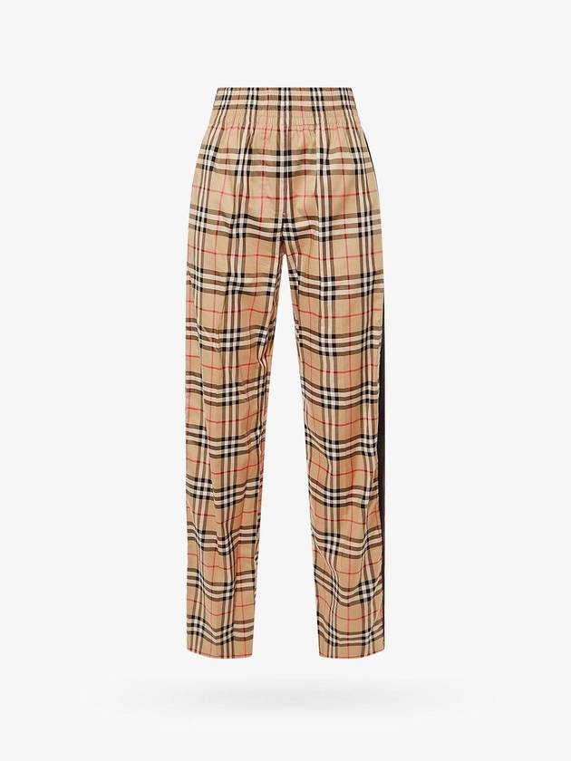 Luxury Burberry Organic Cotton Check Straight Pants Beige