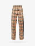 Luxury Burberry Organic Cotton Check Straight Pants Beige