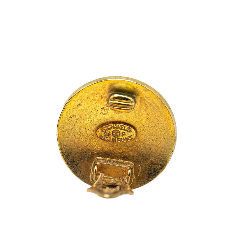 Chanel Gold Plated Coco Mark Vintage Earrings 94P