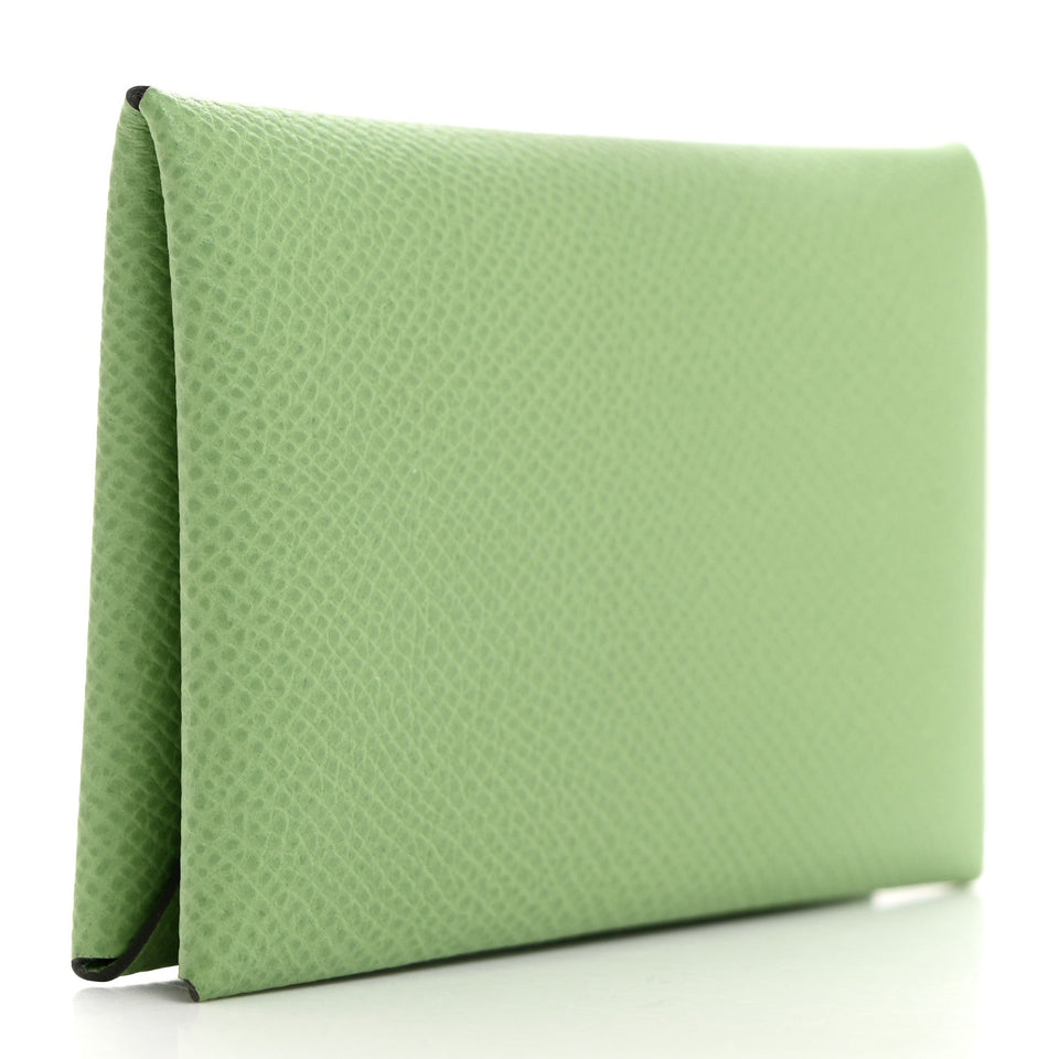 Hermes Epsom Calvi Card Case Vert Criquet