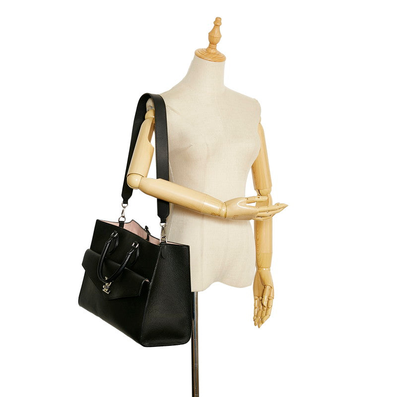 Louis Vuitton Lock Me Tote MM Handbag Shoulder Bag 2WAY Noir Black Leather